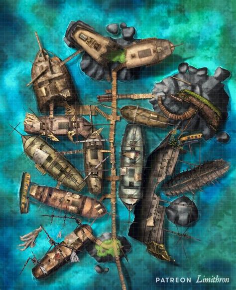 A Pirate’s Dream! Shipwreck City [53x65][OC][Art] : dndmaps Dungeons And Dragons Homebrew, D&d ...