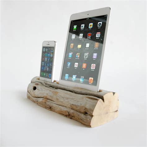 Driftwood Docking Station // iPad Mini + Phone (iPad Mini + iPhone 5/6 ...