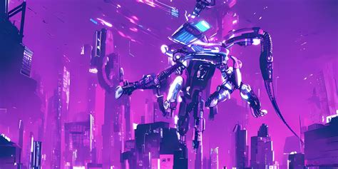 ArtStation - Lonely Cyberpunk Purple Robot 4k | Artworks