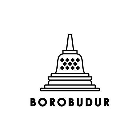 Borobudur temple landmark world heritage outline logo design 11895477 Vector Art at Vecteezy