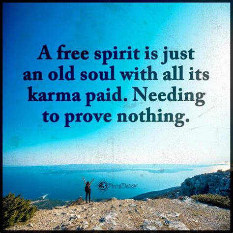 A free spirit is just an old soul with all its karma paid. Needing to prove nothing - Quote ...