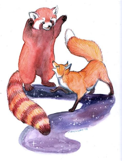 Red Panda and Fox Playing by Stormslegacy on DeviantArt