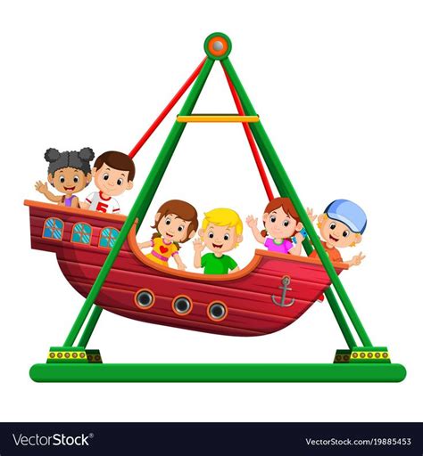 Children playing on viking ride at carnival Vector Image | Kids art projects, Kids nursery art ...