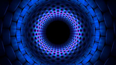 3D blue tunnel circle fractal Wallpaper 4k Ultra HD ID:3589