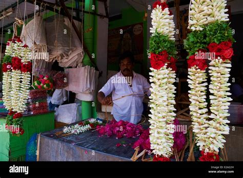 India, Tamil Nadu State, Madurai, flower market Stock Photo - Alamy