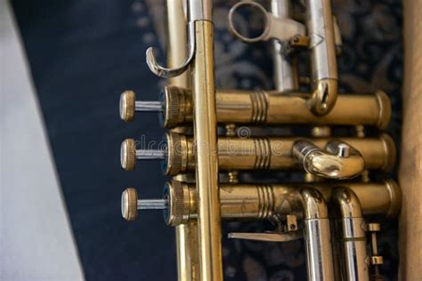 Jazz Trumpet valves stock photo. Image of detail, golden - 104247484