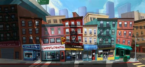 work of alex hagelis | Cartoon background, Environment concept art, Building illustration