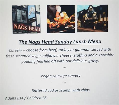 Menu at The Nags Head pub & bar, Chichester