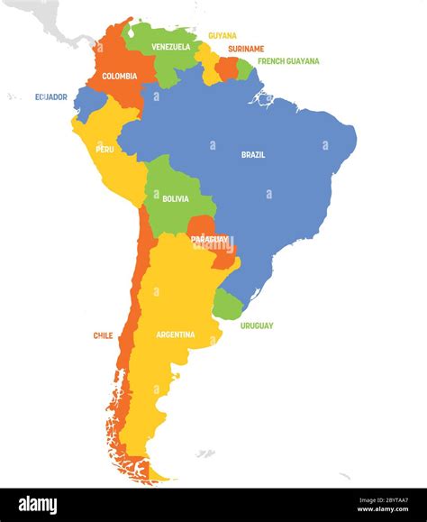 South America Region. Map of countries in southern America. Vector ...