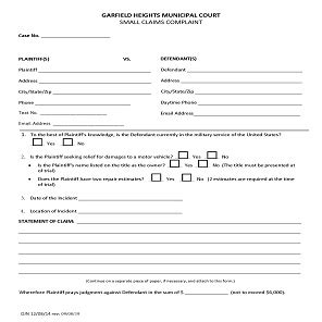 Forms Garfield Heights Municipal Court - ClaimForms.net