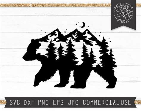 Bear SVG Silhouette Bear Forest svg Bear with Trees Pine | Etsy