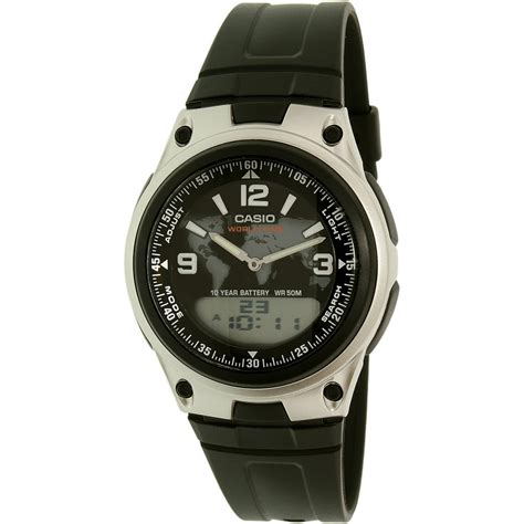 Casio - Men's Analog-Digital World Time Watch, Black Resin Strap - Walmart.com - Walmart.com