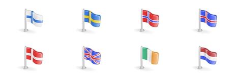 Premium Vector | 3D flag of Finland Sweden Norway Iceland Denmark Great ...