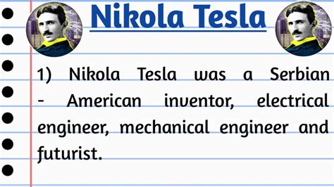 10 Lines on Nikola Tesla in English | Nikola Tesla Facts | Nikola Tesla ...