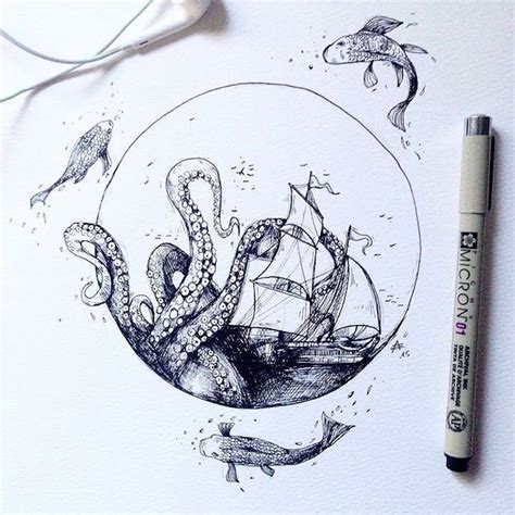 Intricate Pen Drawings Interweave Elements of the Natural World | Ink art, Drawings, Pen drawing