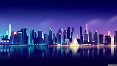 Neon City Skyline 4K wallpaper download