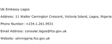 Uk Embassy Lagos Address, Contact Number of Uk Embassy Lagos