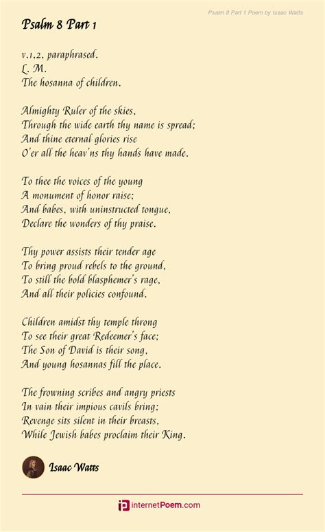 Psalm 8 Part 1 Poem by Isaac Watts