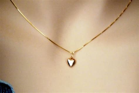 Gold Heart Necklace Tiny Solid 14k Gold Heart Necklace 14k
