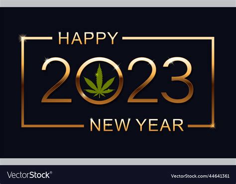 2023 happy new year background with marijuana leaf