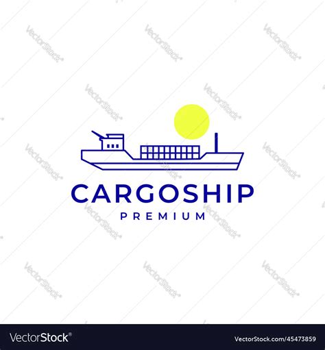 Shipping container ship ocean cargo line logo Vector Image