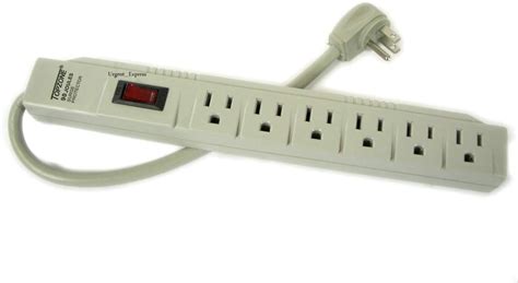 6 Outlet Power Electrical Wall Plug Socket Surge Protector Strip Switch Adapter, 1.5ft Long ...