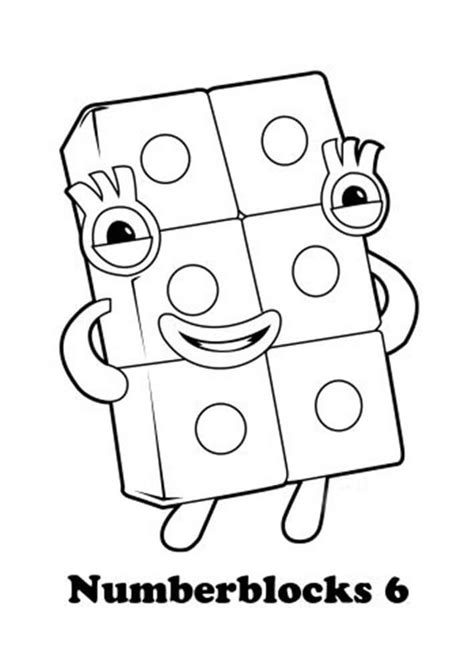 Livre de coloriage pour enfants Numberblocks 6 à imprimer et à mettre ...