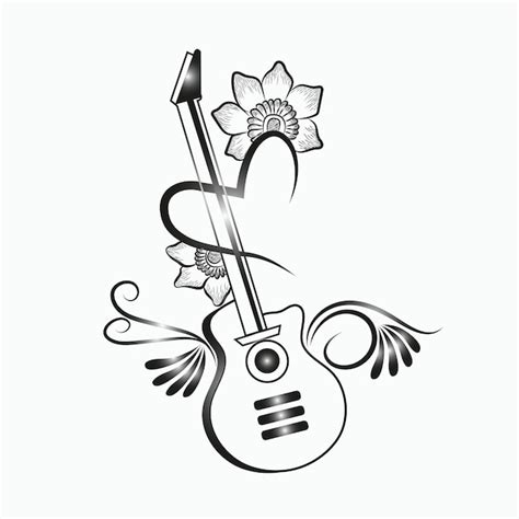 Premium Vector | Black and white gradient guitar vector design. musical instrumental guitar design