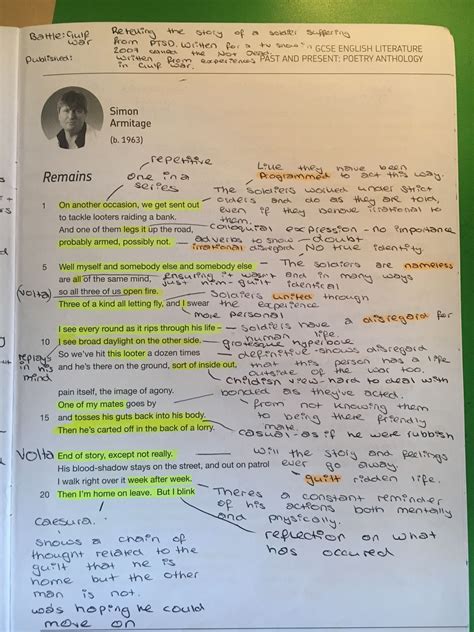 Remains (part 1) | Gcse english literature, English literature classroom, English literature notes