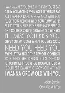 Grow Old with You Adam Sandler Word Wall Art Typography Words Lyric ...