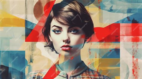Premium AI Image | Abstract Modern Art Collage Portrait of a Trendy Young Woman Generative AI