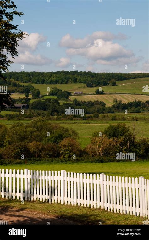 View of West Sussex countryside from Burpham village in West Sussex, UK ...