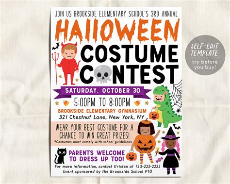 Halloween Costume Contest Flyer Editable Template, Halloween Block Par – Puff Paper Co