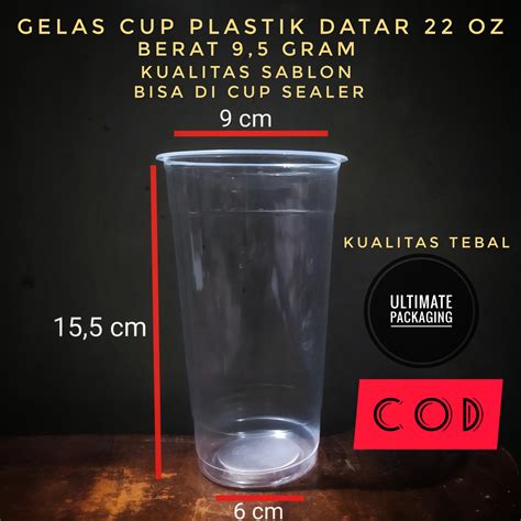 gelas cup plastik datar 22 oz isi 50 pcs | Lazada Indonesia