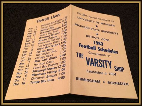 Details about 1983 MICHIGAN DETROIT LIONS MICHIGAN STATE FOOTBALL POCKET SCHEDULE FREE SHIP in ...