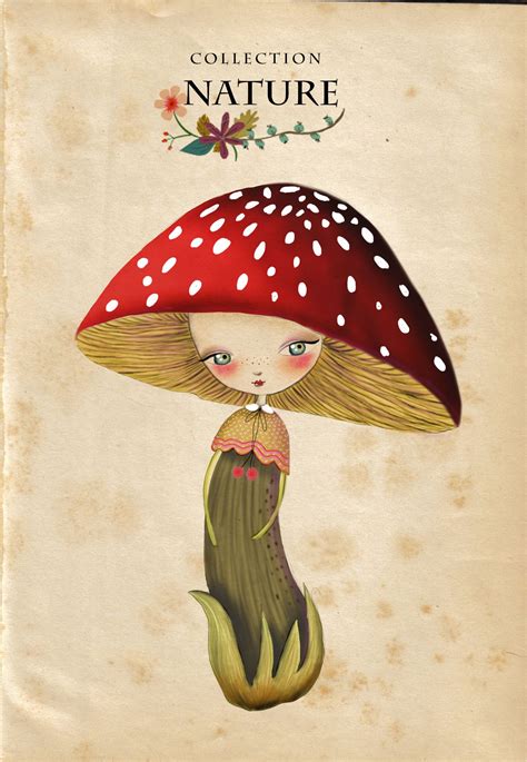 Original mushroom pixie art cute toadstool pixie art Little People art toadstool pixie mushroom ...