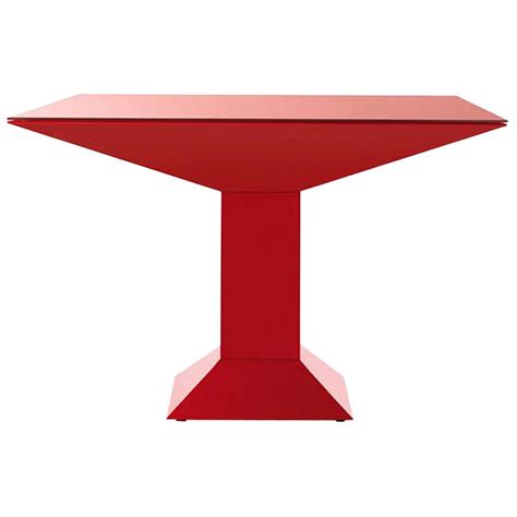 Ettore Sottsass Mettsass Table in Red Lacquered Metal and Glass for BD For Sale at 1stDibs