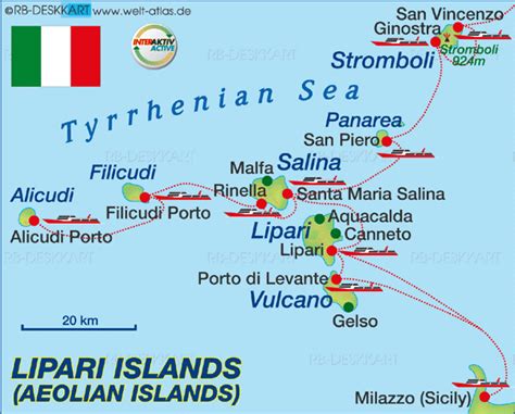 Map of Aeolian Islands (Island in Italy) | Welt-Atlas.de