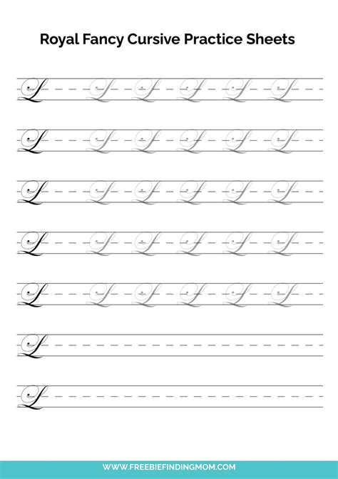 Printable Cursive Alphabet Practice Sheets: Royal Fancy Capital L