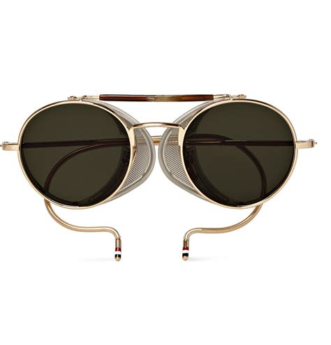 Lyst - Thom browne Round-Frame Gold-Tone Sunglasses in Black for Men