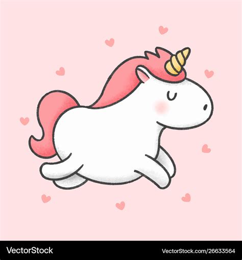 Cute Unicorn Running Cartoon Hand Drawn Style Vector Image | The Best Porn Website