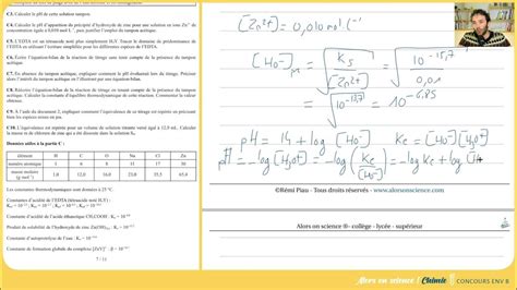 Concours licence véto ENV B 2023 partie C : dosage des ions Zn2+ en solution aqueuse. - YouTube