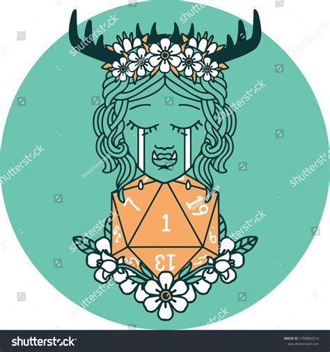 icon of sad half orc druid character with - Royalty Free Stock Vector ...