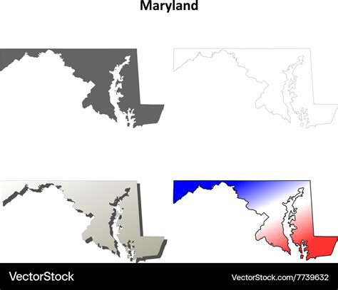 Maryland outline map set Royalty Free Vector Image