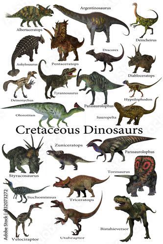 Cretaceous Dinosaurs - A collection of various dinosaurs that lived around the world during the ...