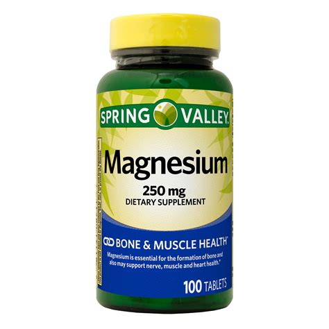 Spring Valley Magnesium Mineral Supplements, Unflavored, 1 Tablet, 100 ...