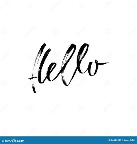 Hello Hand Drawn Lettering. Modern Calligraphy. Brush Pen Lettering Hello Stock Vector ...