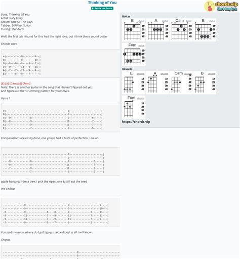 Hợp âm: Thinking of You - cảm âm, tab guitar, ukulele - lời bài hát | chords.vip