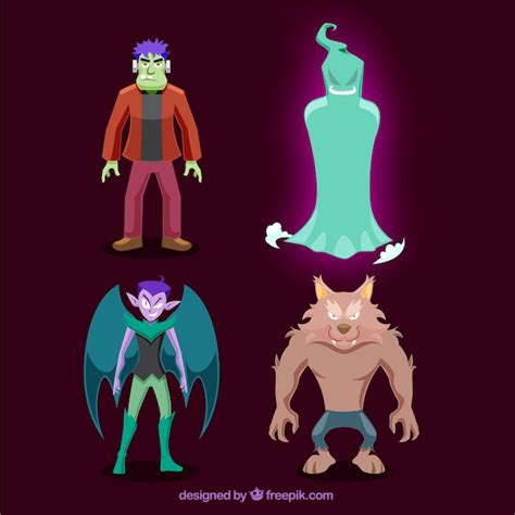 Premium Vector | Terrifying halloween characters