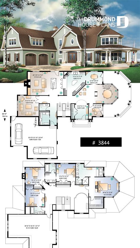 Lakefront 4 5 6 Bedroom House Plan 3 Car Garage Large | House plans, House blueprints, House ...